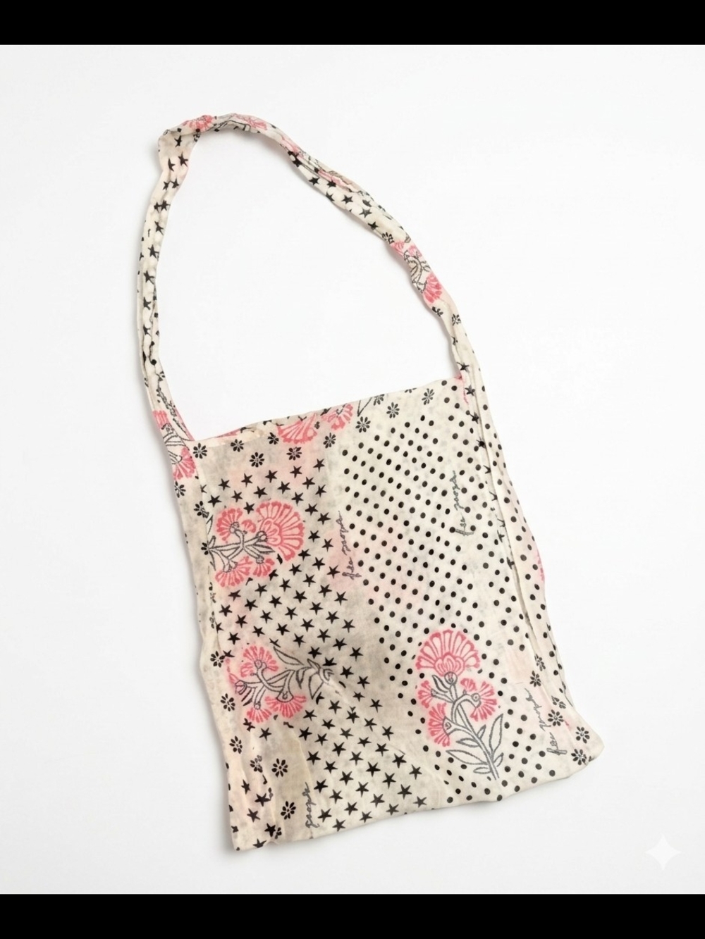 Free People Cream and Pink Floral Patchwork Shoulder Tote
